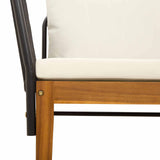 Garden Chair with Cushions Solid Acacia Wood & Rope Natural - Close-Up Angle