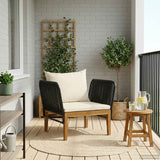 Garden Chair with Cushions Solid Acacia Wood & Rope Natural