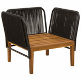 Garden Chair with Cushions Solid Acacia Wood & Rope Natural - Side View