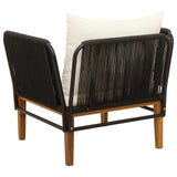 Garden Chair with Cushions Solid Acacia Wood & Rope Natural - Rear View