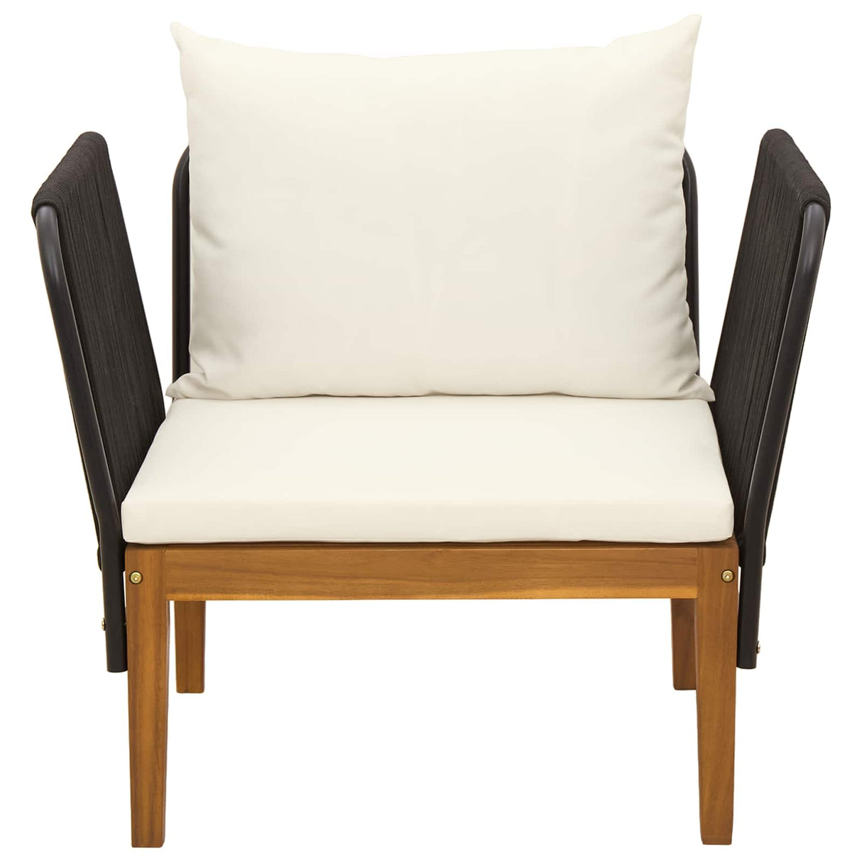 Garden Chair with Cushions Solid Acacia Wood & Rope Natural