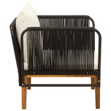 Garden Chair with Cushions Solid Acacia Wood & Rope Natural