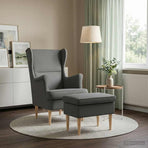 Armchair with Foot Stool 2 pcs Dark Grey Fabric