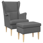 Armchair with Foot Stool 2 pcs Dark Grey Fabric