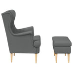 Armchair with Foot Stool 2 pcs Dark Grey Fabric