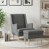 Armchair with Foot Stool 2 pcs Dark Grey Fabric - Side View