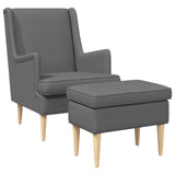 Armchair with Foot Stool 2 pcs Dark Grey Fabric