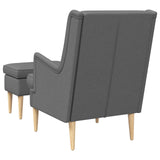 Armchair with Foot Stool 2 pcs Dark Grey Fabric - Close-Up Angle