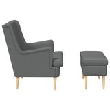 Armchair with Foot Stool 2 pcs Dark Grey Fabric - Rear View