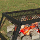Foldable Camping Grill Folding Black 58 x 31 x 2 cm Alloy Steel - Side View