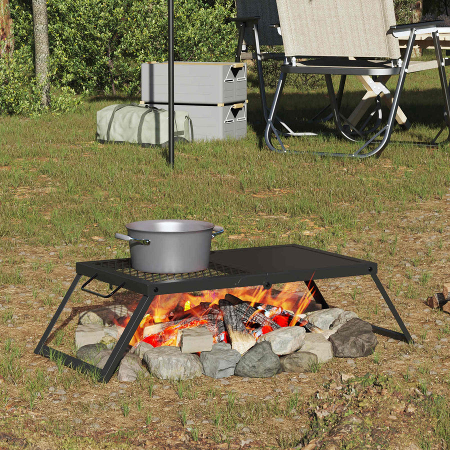 Foldable Camping Grill 68 x 30 x 17 cm Alloy Steel Black