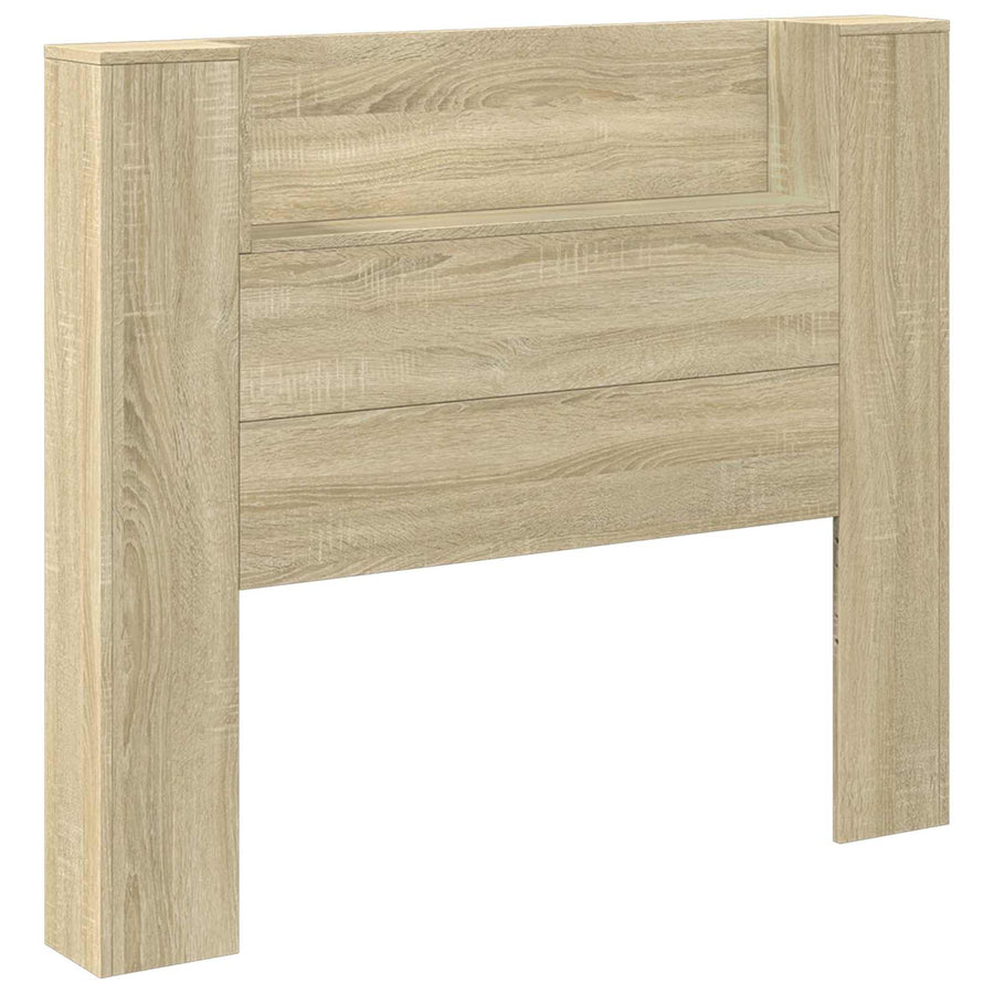 Headboard Cabinet with LED Sonoma Oak Engineered Wood