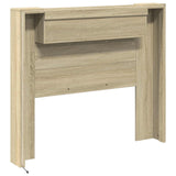 Headboard Cabinet with LED Sonoma 120 x 16,5 x 103,5 cm - Rear View