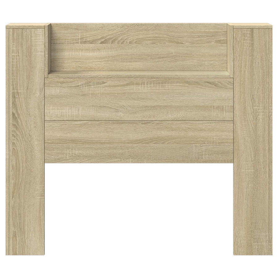 Headboard Cabinet with LED Sonoma Oak Engineered Wood