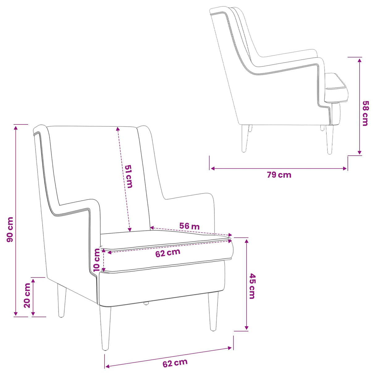 Armchair Dark Grey Fabric