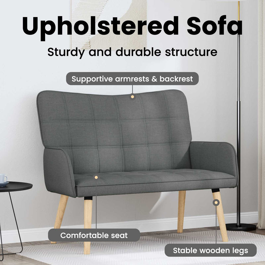 Two Seater Sofa Dark Grey 115 x 61 x 87 cm Fabric