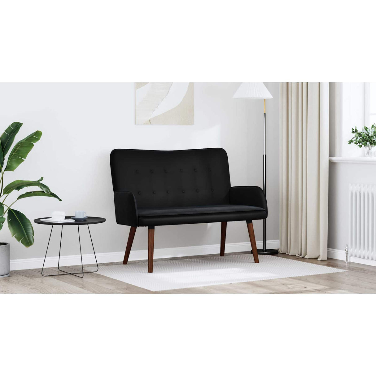 Two Seater Sofa Black 115 x 61 x 87 cm Velvet