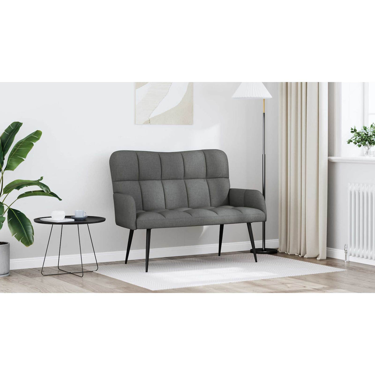 Two Seater Sofa Dark Grey 115 x 61 x 87 cm Fabric