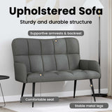 Two Seater Sofa Dark Grey 115 x 61 x 87 cm Fabric - Close-Up Angle