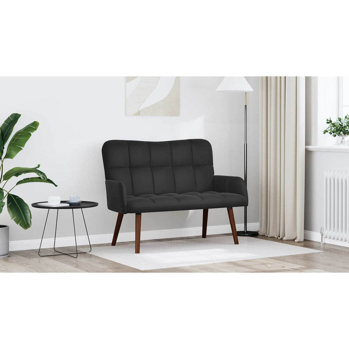 Two Seater Sofa Black 115 x 61 x 87 cm Velvet