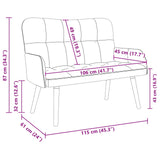 Two Seater Sofa Black 115 x 61 x 87 cm Velvet