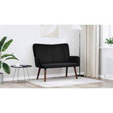 Two Seater Sofa Black 115 x 61 x 87 cm Velvet - Low Angle
