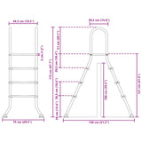 Above Ground Pool Ladder 100 cm 3-Step Stainless Steel 304 - Rear View