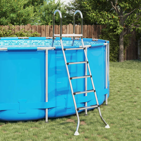 Above ground pool ladder, 5-step double-sided stainless steel, silver