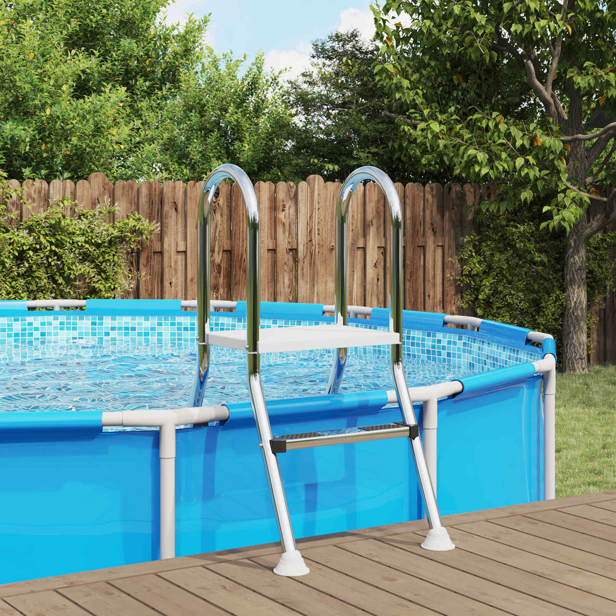 Partially in-ground pool ladder 195 x 116 cm 4-Step