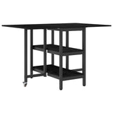 Dinning Table 122 x 80 x 76.5 cm Engineered Wood Black Oak - Front View