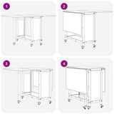 Folding dining table with castors 130 x 80 x 76.5 cm - Extra Image