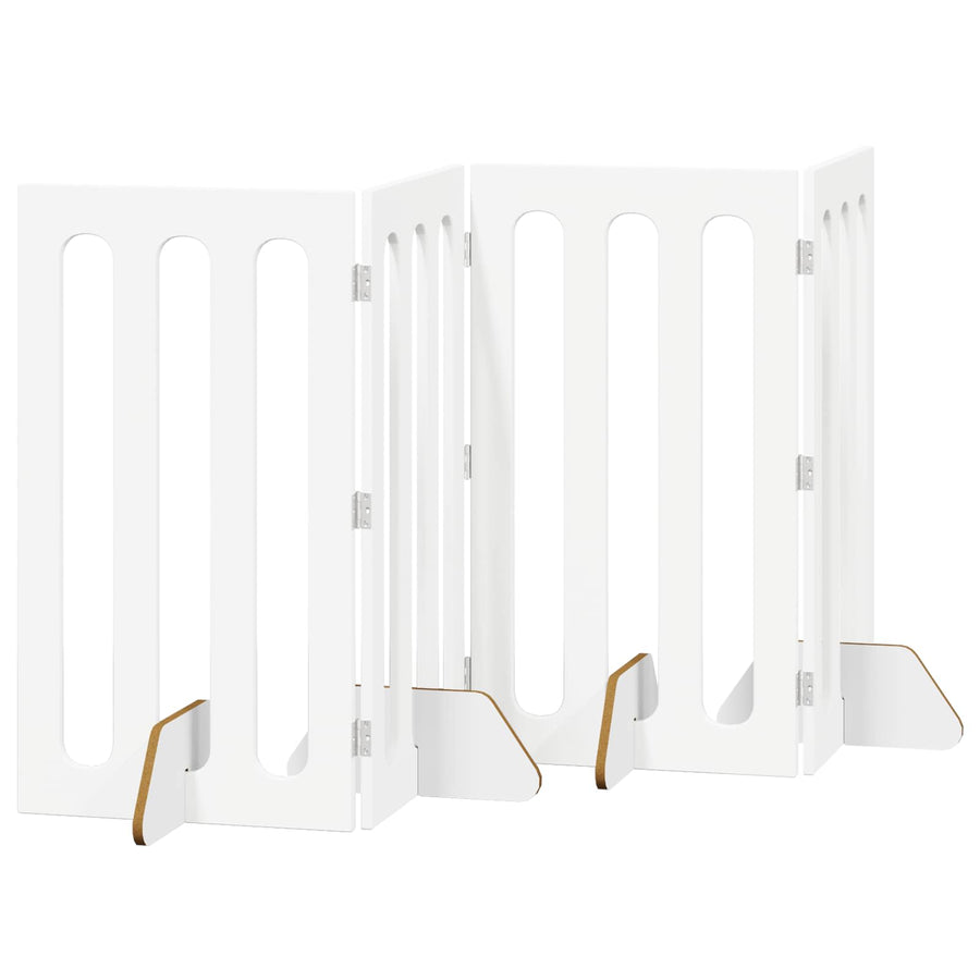 Folding Pet Fence 4 pcs White 201 x 38 x 90 cm Engineered Wood