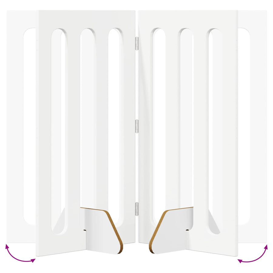 Folding Pet Fence 4 pcs White 201 x 38 x 90 cm Engineered Wood