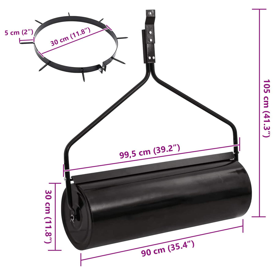 Garden Lawn Roller Pull with Aerator Clamps Ø 30 x 90 cm Steel, image 10