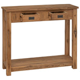 Console Table Natural 90 x 30 x 80 cm Solid Teak Wood - Front View
