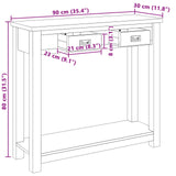 Console Table Natural 90 x 30 x 80 cm Solid Teak Wood - Close-Up Angle