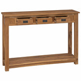 Console Table Natural 110 x 30 x 80 cm Solid Teak Wood - Front View