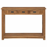 Console Table Natural 110 x 30 x 80 cm Solid Teak Wood - Side View