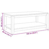 Coffee Table Natural 100 x 50 x 40 cm Solid Teak Wood - Rear View