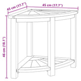 Bathroom Side Table Natural 45 x 45 x 46 cm Solid Teak Wood - Close-Up Angle