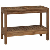 Bathroom Side Table Natural 60 x 30 x 45 cm Solid Teak Wood - Front View