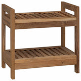 Bathroom Shelf Natural 45 x 30 x 45 cm Solid Teak Wood - Front View
