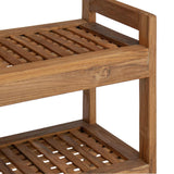 Bathroom Shelf Natural 45 x 30 x 71 cm Solid Teak Wood - Rear View
