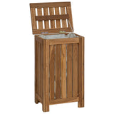 Laundry Basket Natural 35 x 25 x 60 cm Solid Teak Wood - Side View