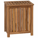 Laundry Basket Natural Solid Teak Wood - Front View