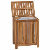 Laundry Basket Natural Solid Teak Wood - Side View