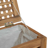 Laundry Basket Natural 35 x 25 x 60 cm Solid Teak Wood - Close-Up Angle