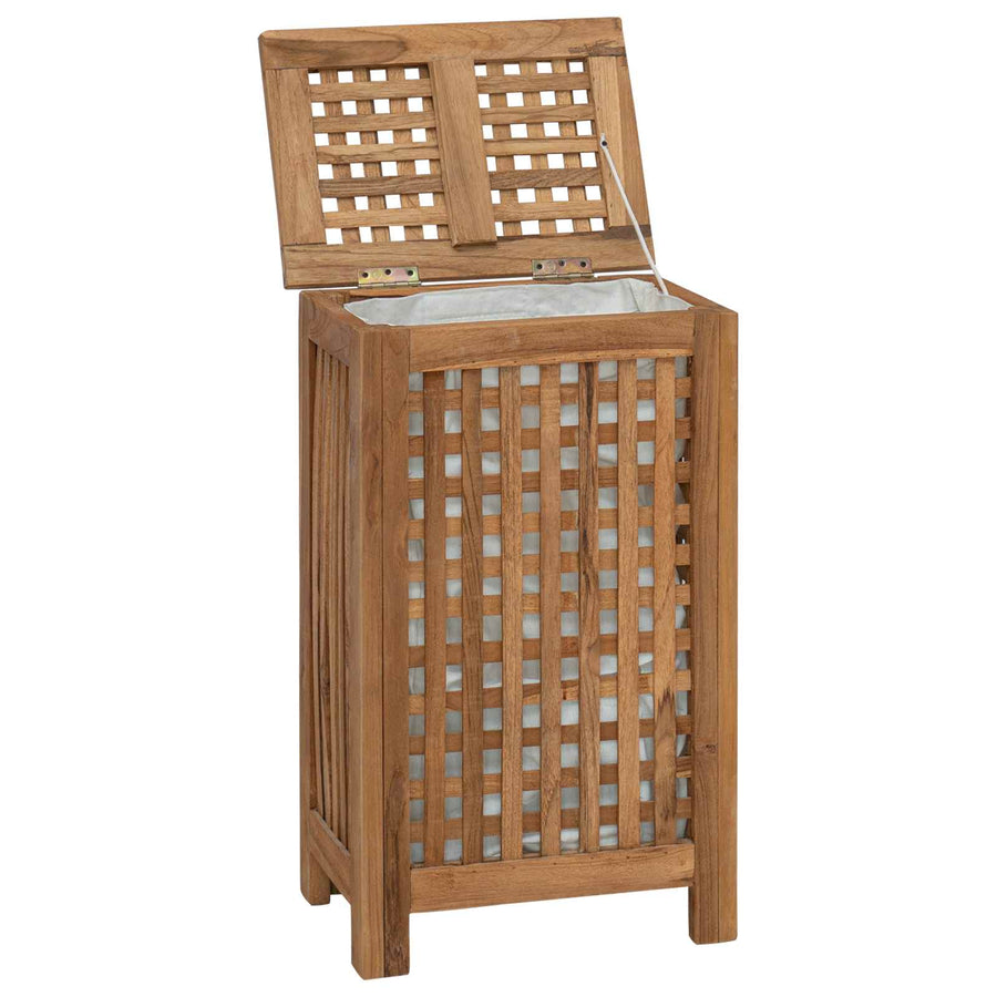 Laundry Basket Natural Solid Teak Wood