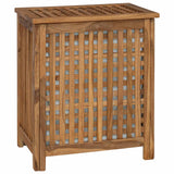 Laundry Basket Natural Solid Teak Wood - Front View