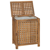Laundry Basket Natural Solid Teak Wood - Side View